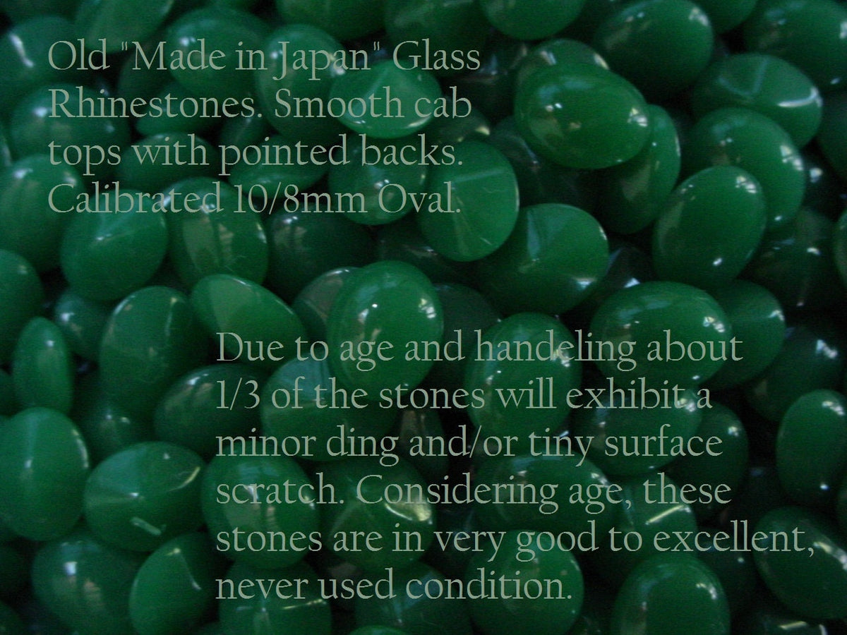 Destash Lot Vintage Jade Old Japan 10X8 mm Oval Low Pointed Back Glass Loose Rhinestone Stones Cabochon Top Jewelry Mosaic Art Craft W4/B9 __etsy:1038449831