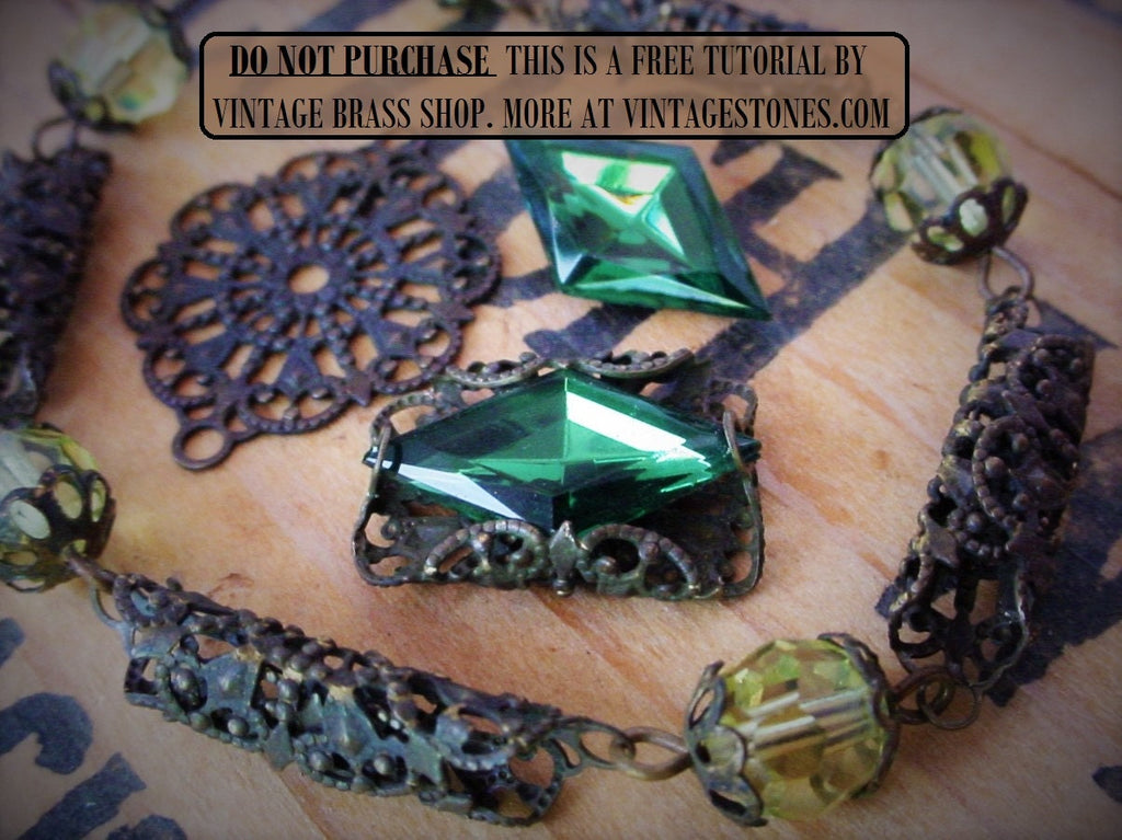 Free Tutorial How To Make Filigree Connector Beads & Wrap Settings Rhinestones Cameos Cabochons Keys Oxidized Brass Lace Filigrees Wrapping __etsy:989539847