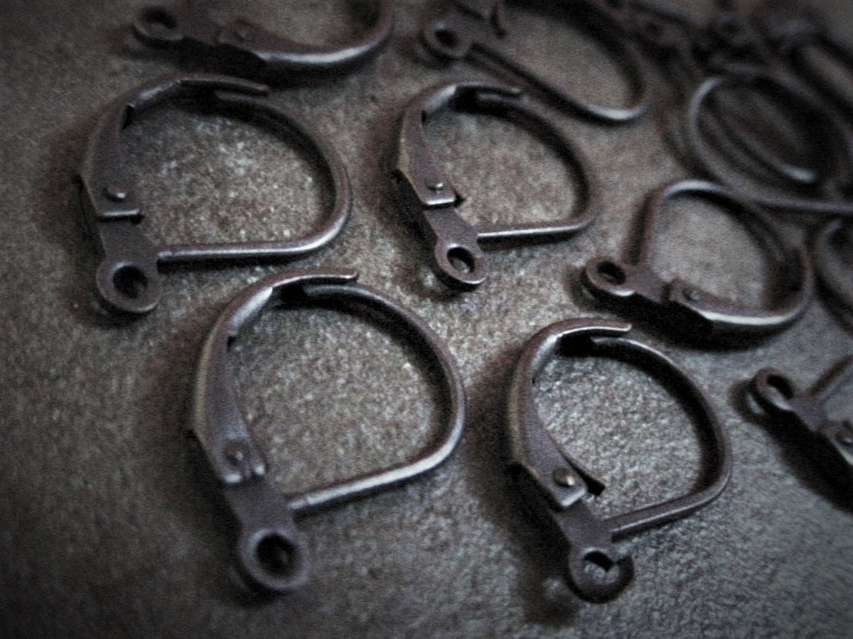 Lot  Brass Lever Back Ear Wire Dark Brown Black Split Drop 1 Loop Ring Antique Bronze Hand Oxidized Vintage Style Jewelry Findings 13F __etsy:3027525771