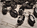 Lot Noir Vintage Black Diamond Swarovski Crystal 1 2 Ring Loop Rhinestone Beads 10/5 mm Navette Marquise Dark Gothic Brass Connectors 11b __etsy:1820433636