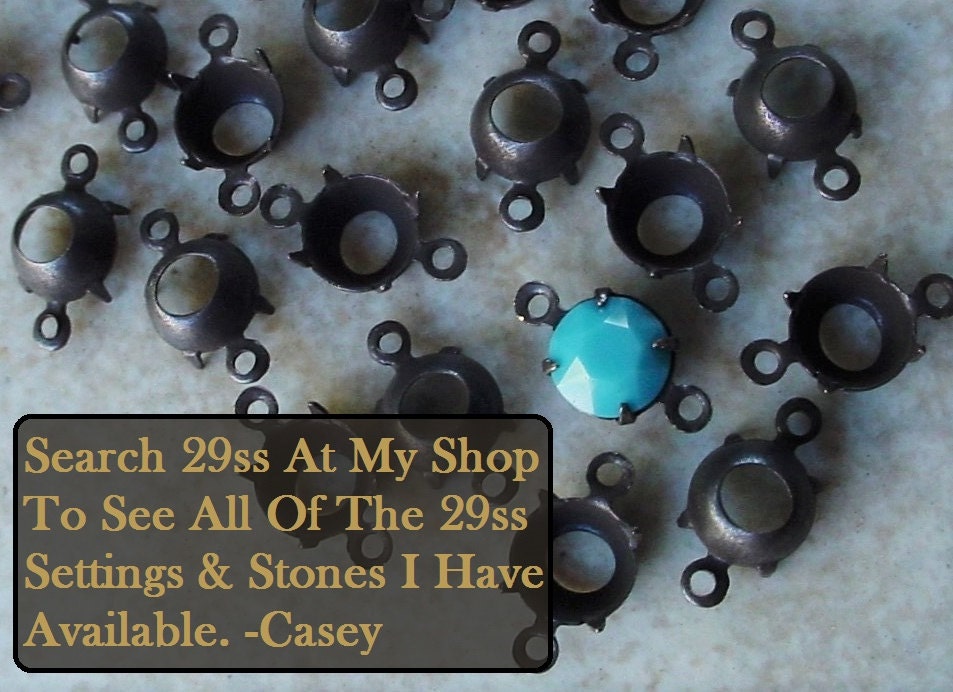 Lot Vintage Brass 29ss Prong Cup Setting Connectors Black Brown Patina Swarovski Crystal Rhinestone Cubic Zirconia 2 Ring 6 .32 mm Round 13P __etsy:927140576