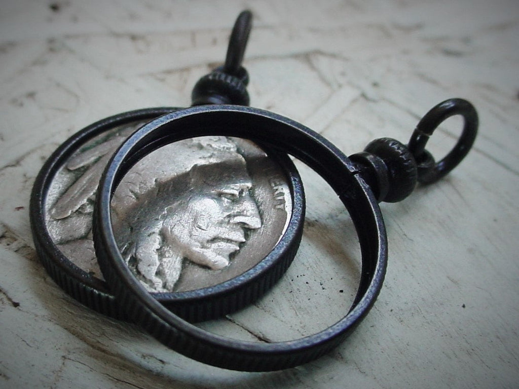 1 | 3 OLD Vintage Solid Brass Round Bezel Setting Screw Top Coin Holder Pendant Jewelry Dark Black Hand Aged Buffalo Indian Head Nickel N5 __etsy:1065635587