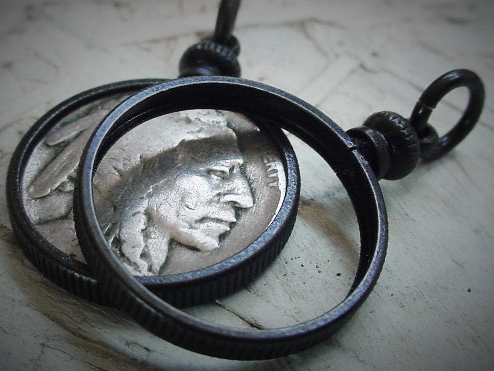 1 | 3 OLD Vintage Solid Brass Round Bezel Setting Screw Top Coin Holder Pendant Jewelry Dark Black Hand Aged Buffalo Indian Head Nickel N5 __etsy:1066691293