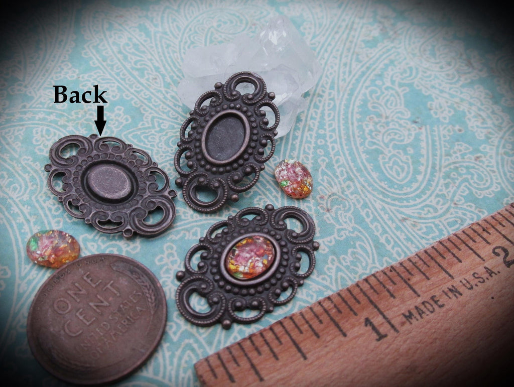 Old 8X6 Oval Japan Fire Opal Bulk Lot Very Vintage Art Glass Faux Gem Stone Harlequin Cabochon Unfoiled 8/6 mm Flat Back Pink Green Amber 4Q __etsy:6695330777