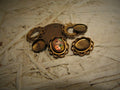 SALE Rare Old Very Vintage 10x8 mm Die Struck Brass Filigree Lace Open Work Connector Flat Back Stone Settings Sawtooth Bezels Aged N1 __etsy:2959461147