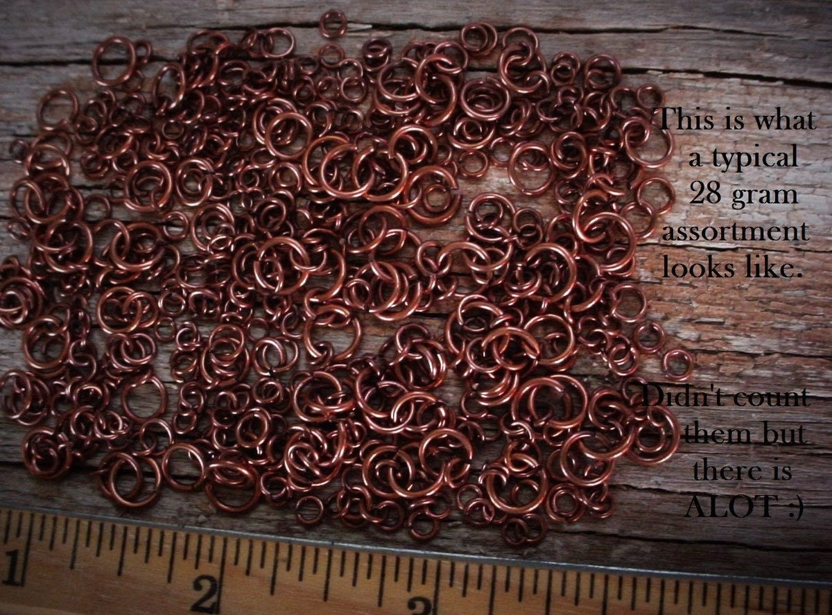 Select Qty Lot Mixed Vintage Jump Rings Antiqued Copper USA Made Quality Plate Brass Metal 3mm 4mm 5mm 6mm 7mm Round Jewelry Finding W4/B8 __etsy:1077739627
