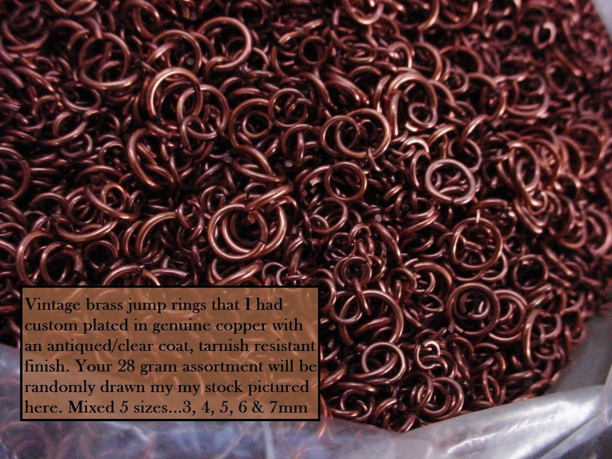 Select Qty Lot Mixed Vintage Jump Rings Antiqued Copper USA Made Quality Plate Brass Metal 3mm 4mm 5mm 6mm 7mm Round Jewelry Finding W4/B8 __etsy:1031204472