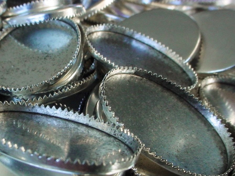 Whsle Lot Vintage 25X18 mm Genuine Sterling Silver Plt Steel Sawtooth Bezel Antiqued Oval Cabochon Cameo Setting Flat Back Stone Mounting W4 __etsy:926509796
