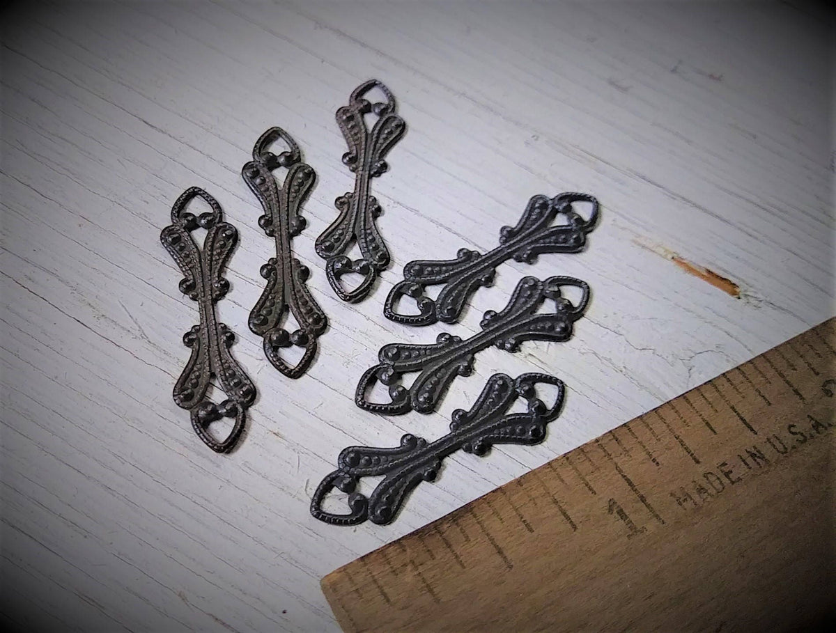 2pc Ornate Filigree Brass Fold Over Pendant Bail Connector Vintage Victorian Gothic Stl Hand Oxidize Aged Brass Brown Black Bronze Patina 7F __etsy:1267321772