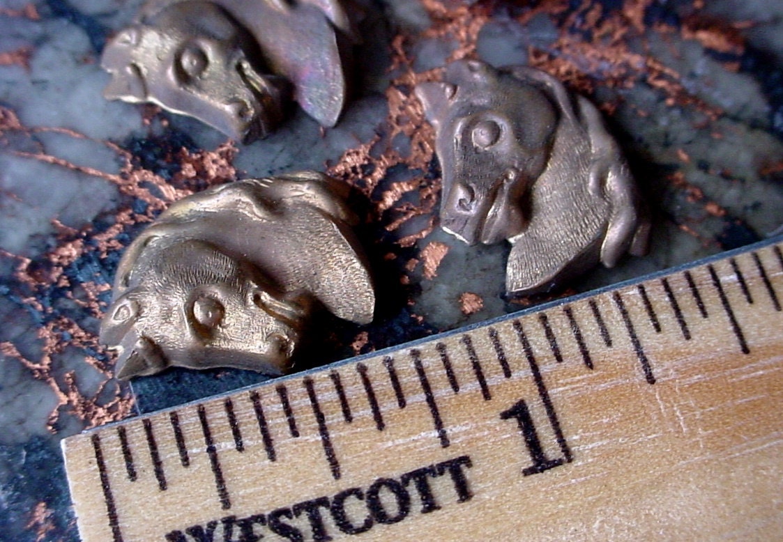 3pc Tiny Old Horse Head Bust Miniature Ornate Carved Cameo Cabochon Stamping Vintage Brass Jewelry Finding Hardware Natural Bronze Patina 1E __etsy:734666629