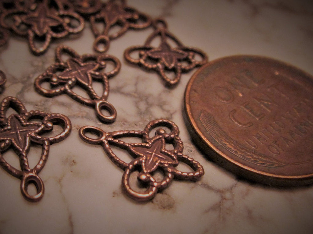 8pc Tiny Old Vintage Filigree Connector Rustic Antique Copper Brass Victorian Steampunk Boho Earrings Bracelet Chains Doll Jewelry 7E __etsy:2176672062