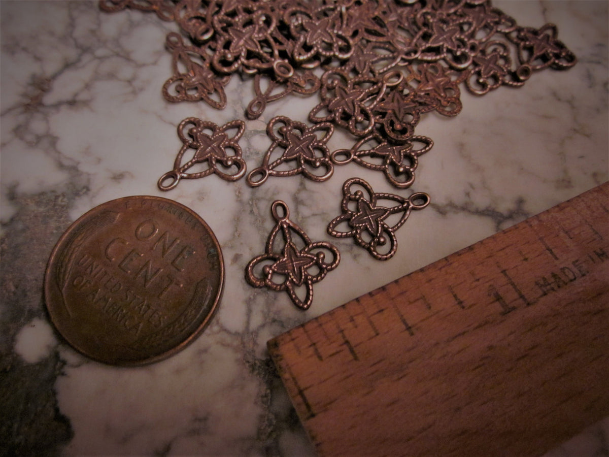 8pc Tiny Old Vintage Filigree Connector Rustic Antique Copper Brass Victorian Steampunk Boho Earrings Bracelet Chains Doll Jewelry 7E __etsy:2223922125