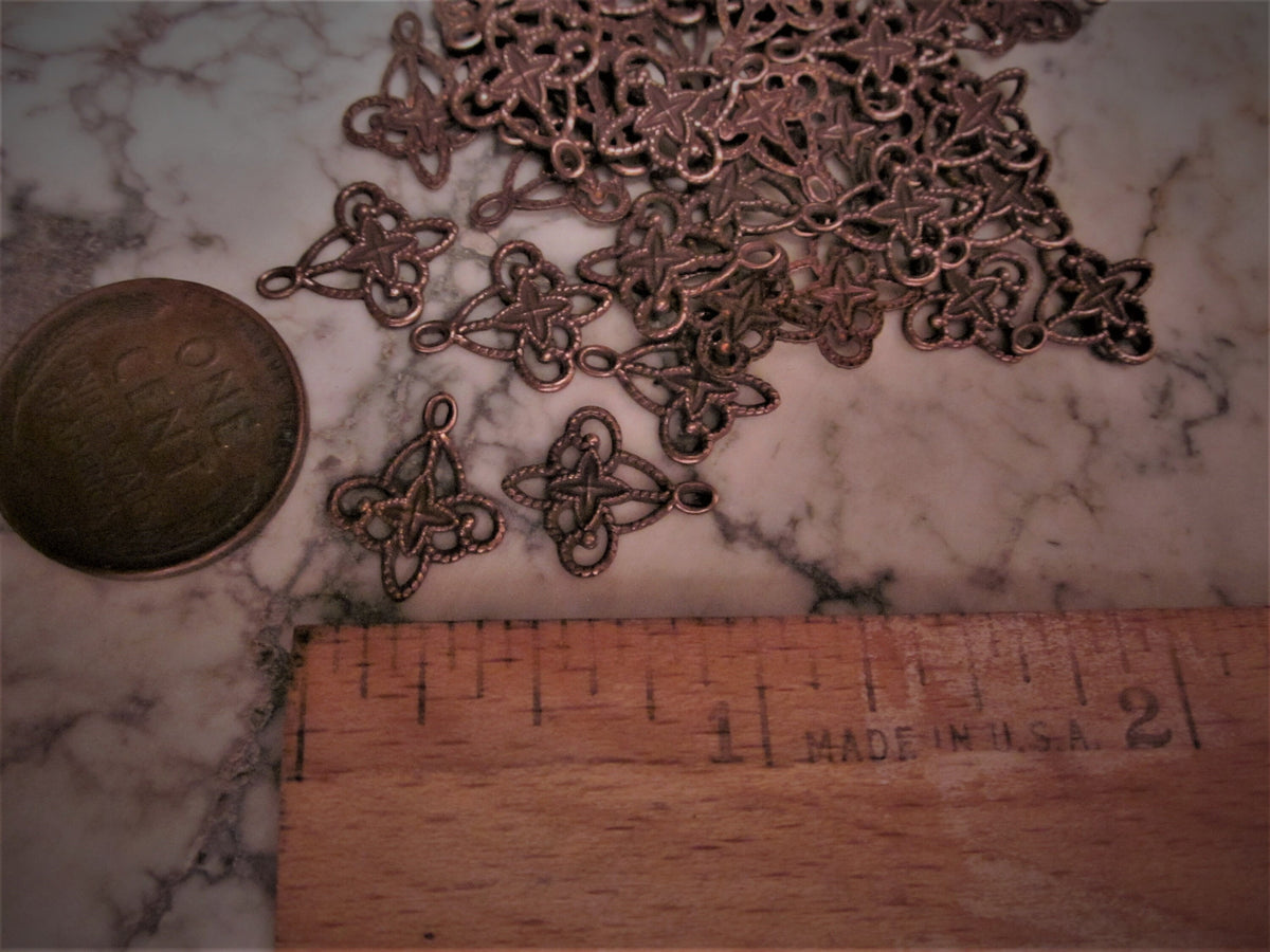 8pc Tiny Old Vintage Filigree Connector Rustic Antique Copper Brass Victorian Steampunk Boho Earrings Bracelet Chains Doll Jewelry 7E __etsy:2176391042