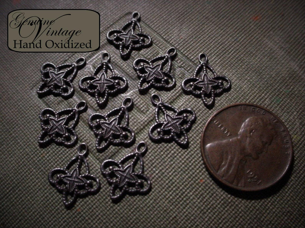 10pc Tiny Vintage Black Brass Filigree Connector Hand Oxidized Aged Gothic Victorian Art Deco Earring Bracelet Charm Jewelry Finding Lot 7E __etsy:6652665166