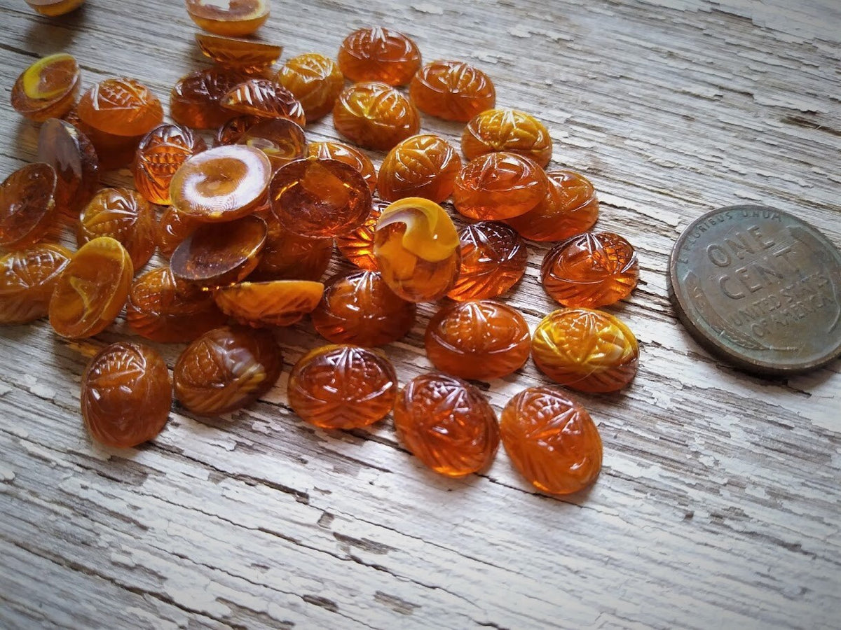 20pc Vintage 10x8 mm Amber Scarabs Plastic Stones Cabochons Oval Egyptian Pharaoh Beetle Opaque Butterscotch Translucent Baltic Mixed Lot W2 __etsy:2519003313