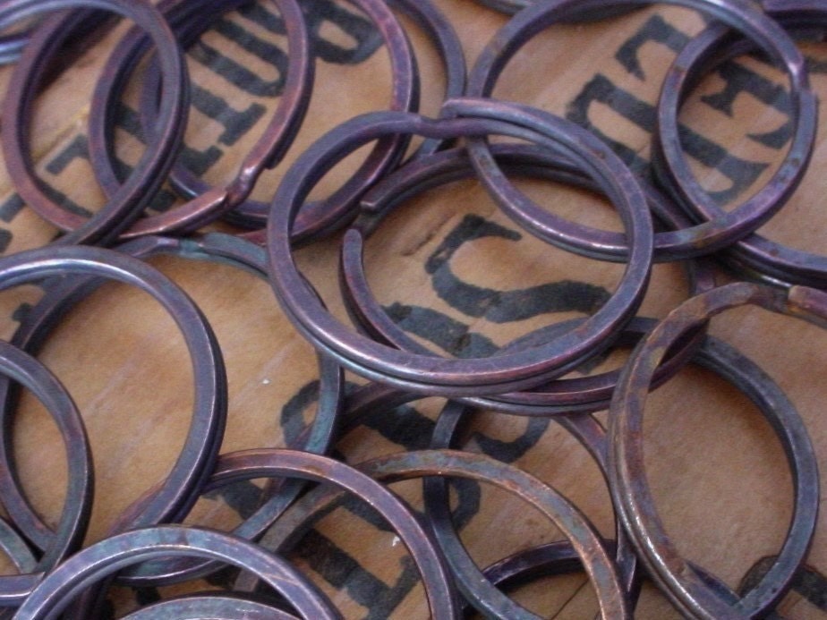 1pc Wholesale Lot Vintage 39mm Copper O Ring Large Round Disk Split Key Ring Frame Charm Holder Old Steampunk Rustic Dark Metal Patina N12 __etsy:925316361