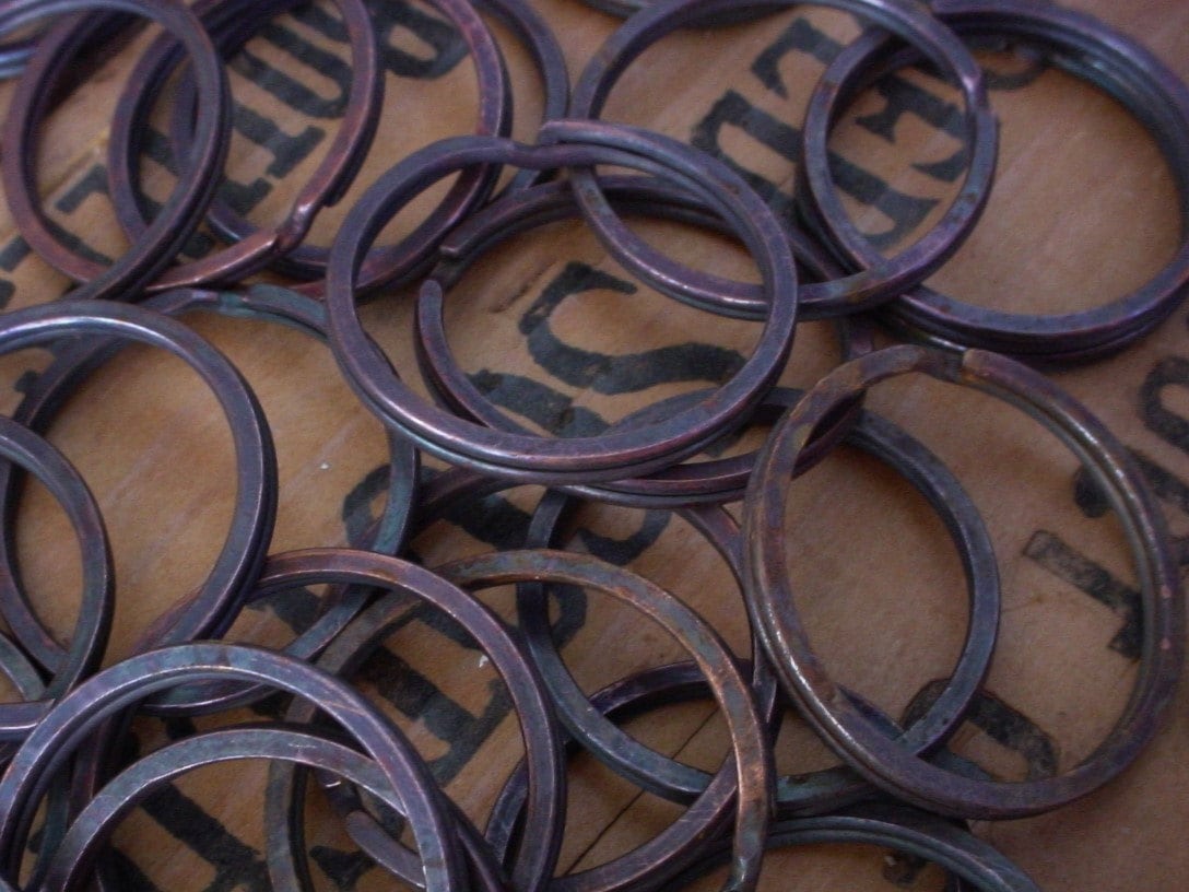 1pc Wholesale Lot Vintage 39mm Copper O Ring Large Round Disk Split Key Ring Frame Charm Holder Old Steampunk Rustic Dark Metal Patina N12 __etsy:925304209