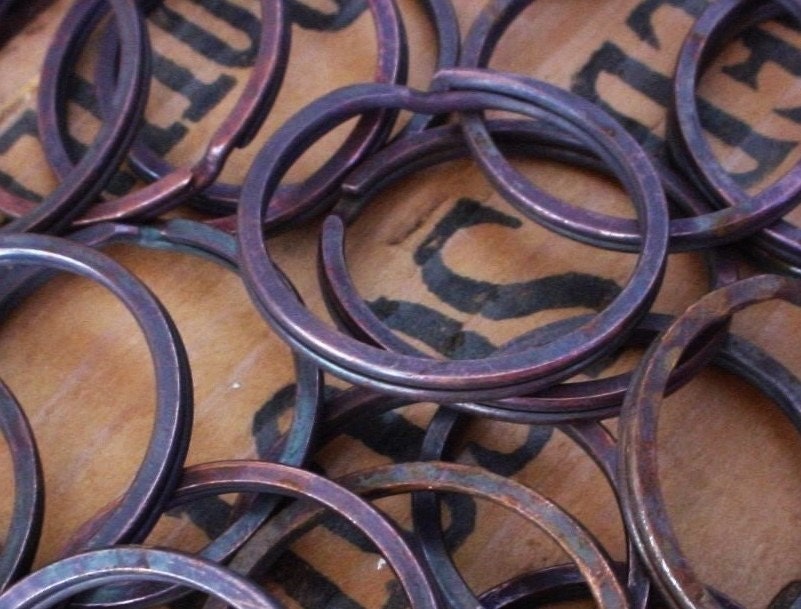 1pc Wholesale Lot Vintage 39mm Copper O Ring Large Round Disk Split Key Ring Frame Charm Holder Old Steampunk Rustic Dark Metal Patina N12 __etsy:925362035